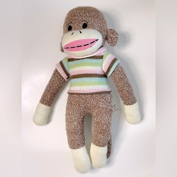 18โ Sock Monkey Plush Classic Stuffed Animal in cute sweater - Picture 5 of 8